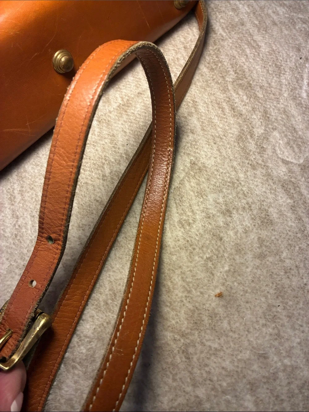 Dooney & Bourke Cream‎ Pebbled Leather Crossbody with Tan Trim